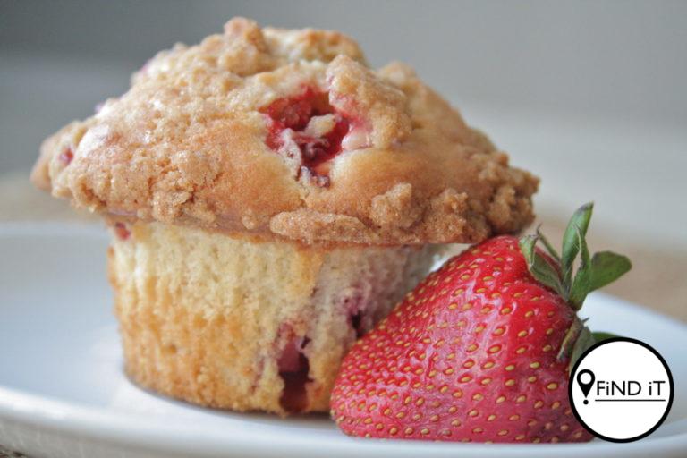 Aarbei-muffins met roomkaaskvulsel