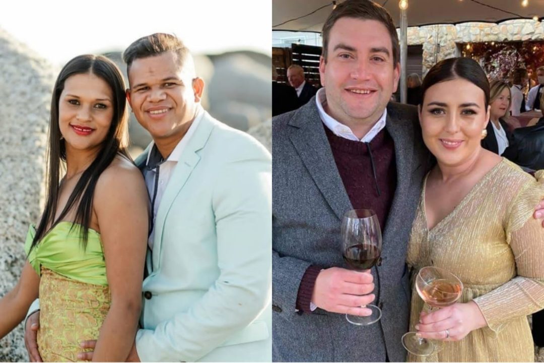 Links: Monichia Hendricks-Ess en haar man, Fagan Ess. Regs: Rieka Jacobs en haar man, Jurgens Jacobs. (Foto's: Facebook, Instagram)