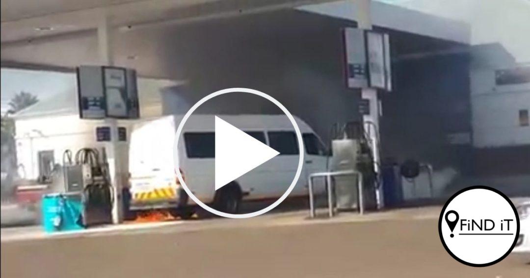 Man spring in brandende voertuig – red petrolstasie