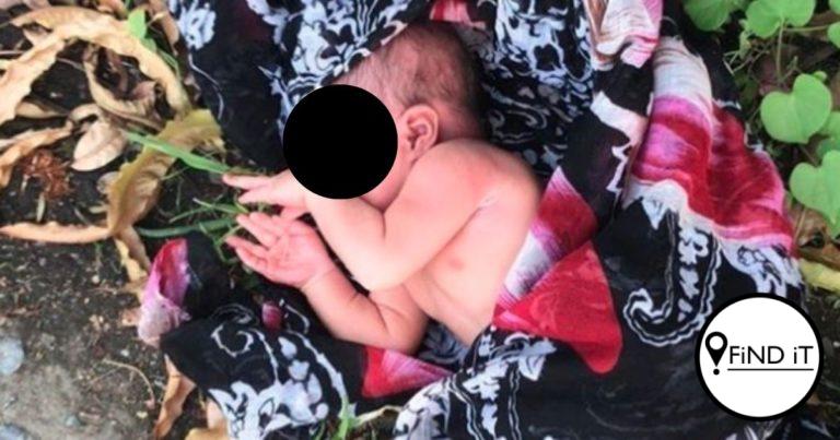 Pasgebore baba met naelstring nog aan, langs pad gevind