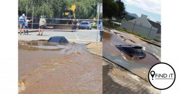 Reusesinkgat laat motor amper heeltemal onder water verdwyn