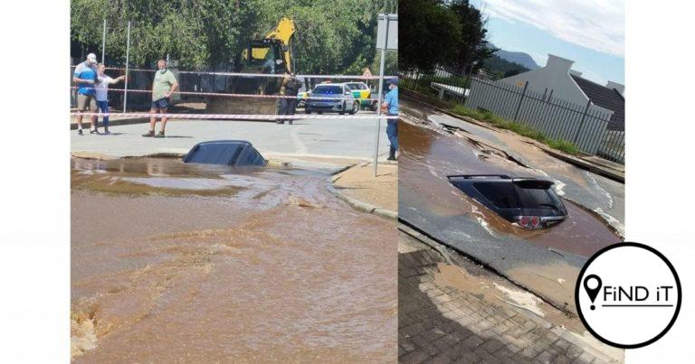 Reusesinkgat laat motor amper heeltemal onder water verdwyn