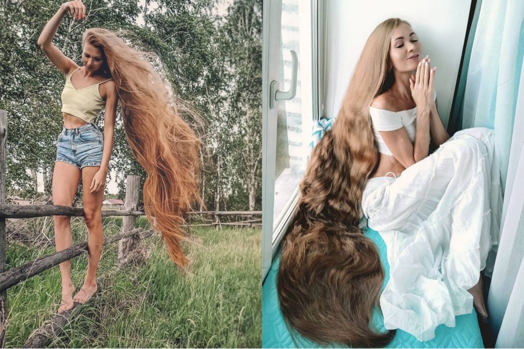 Russiese "Raponsie" spog met 1,72 m lang hare (Foto's: Instagram)