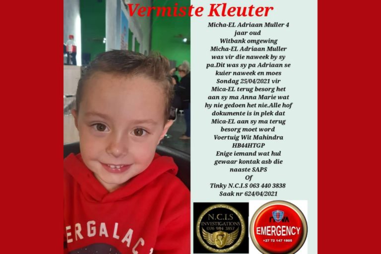 Kleuter (4) vermis ná naweekkuier by pa (Foto: Pixie Pink - Victim Advocate, Facebook)