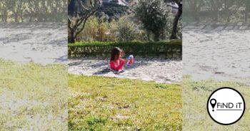 Foto laat jou twee keer kyk, 'meisie sak weg in plaveisel'