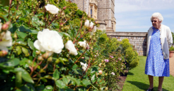 Queen Elizabeth with rose named in memory of Prince Philip