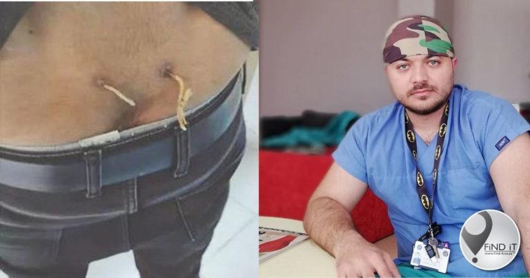 Two holes were made in the patient's waist, and a rope was threaded under the skin through the holes.