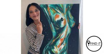 A woman has quit her role in the police force to paint nudes with BREAST MILK.