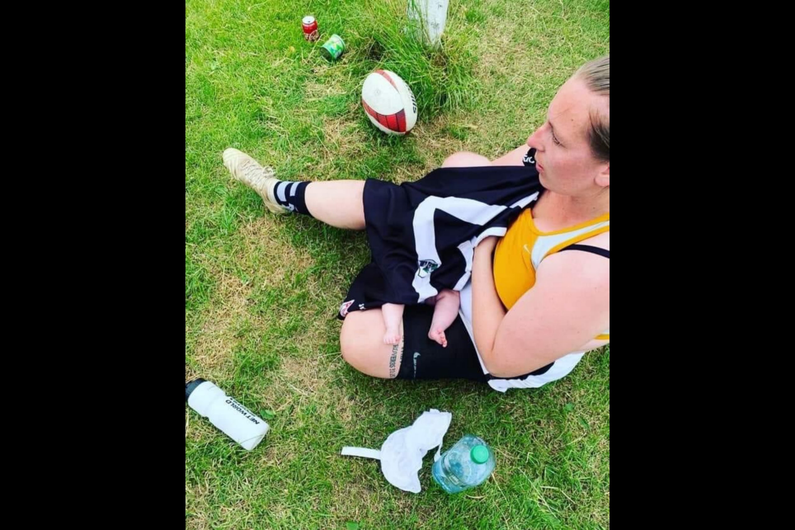 Rugbyspeler geloof toe sy langs die kantlyn borsvoed