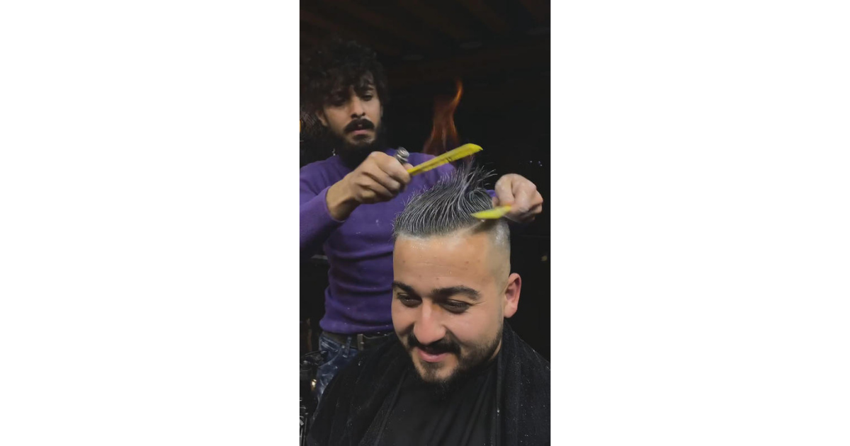 Turk Hairdresser Trims Clients Hair With Flames Not Scissors