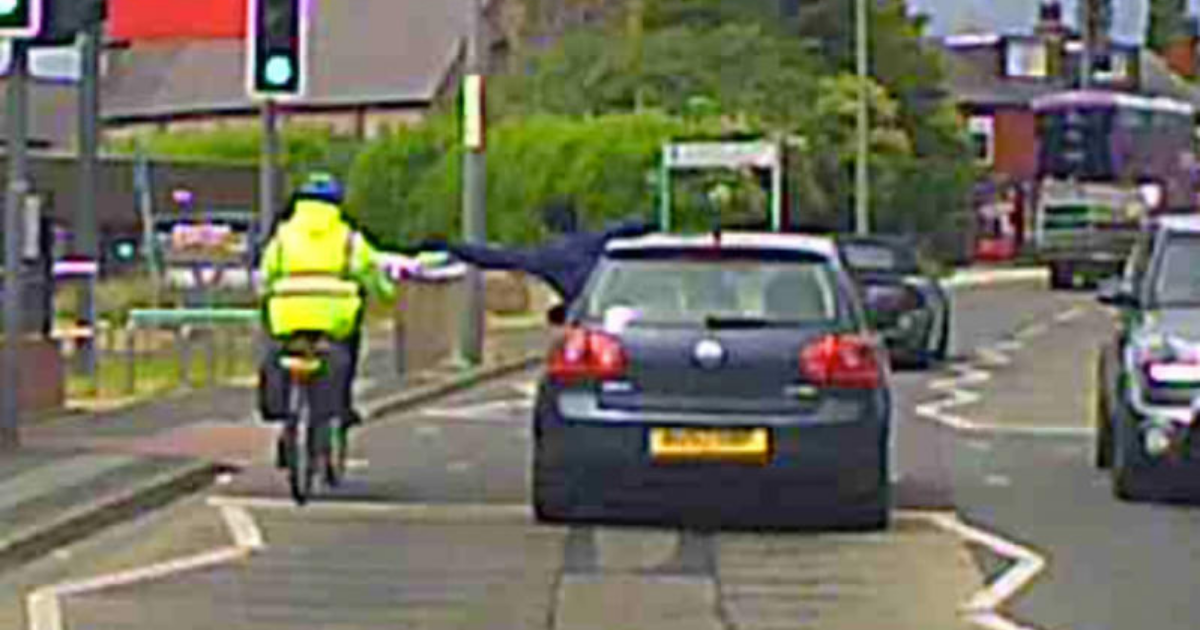Dashcam captures sickening moment between cyclist and passenger