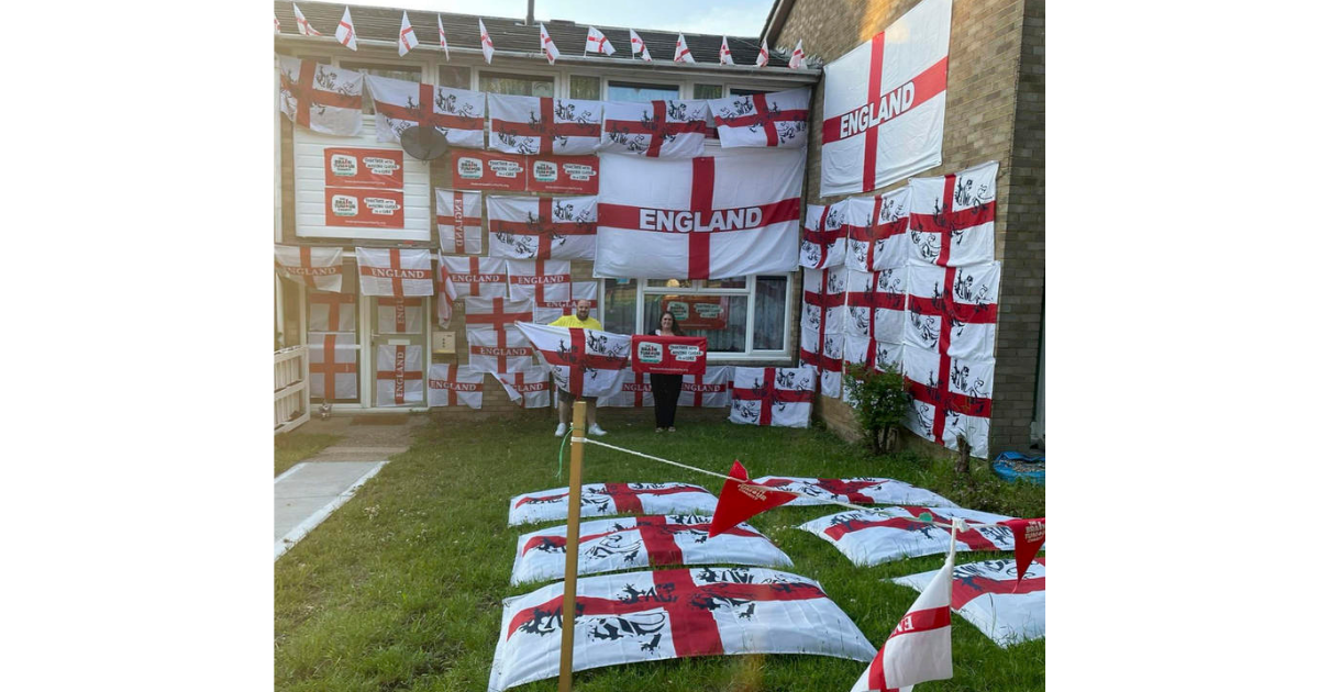 Footy fan covers house with over 50 England flags