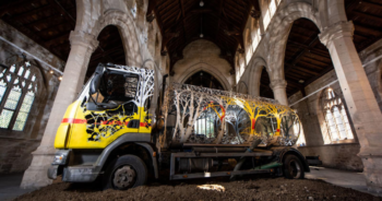 Oil truck turned into green sculpture to show nature 'taking back control'