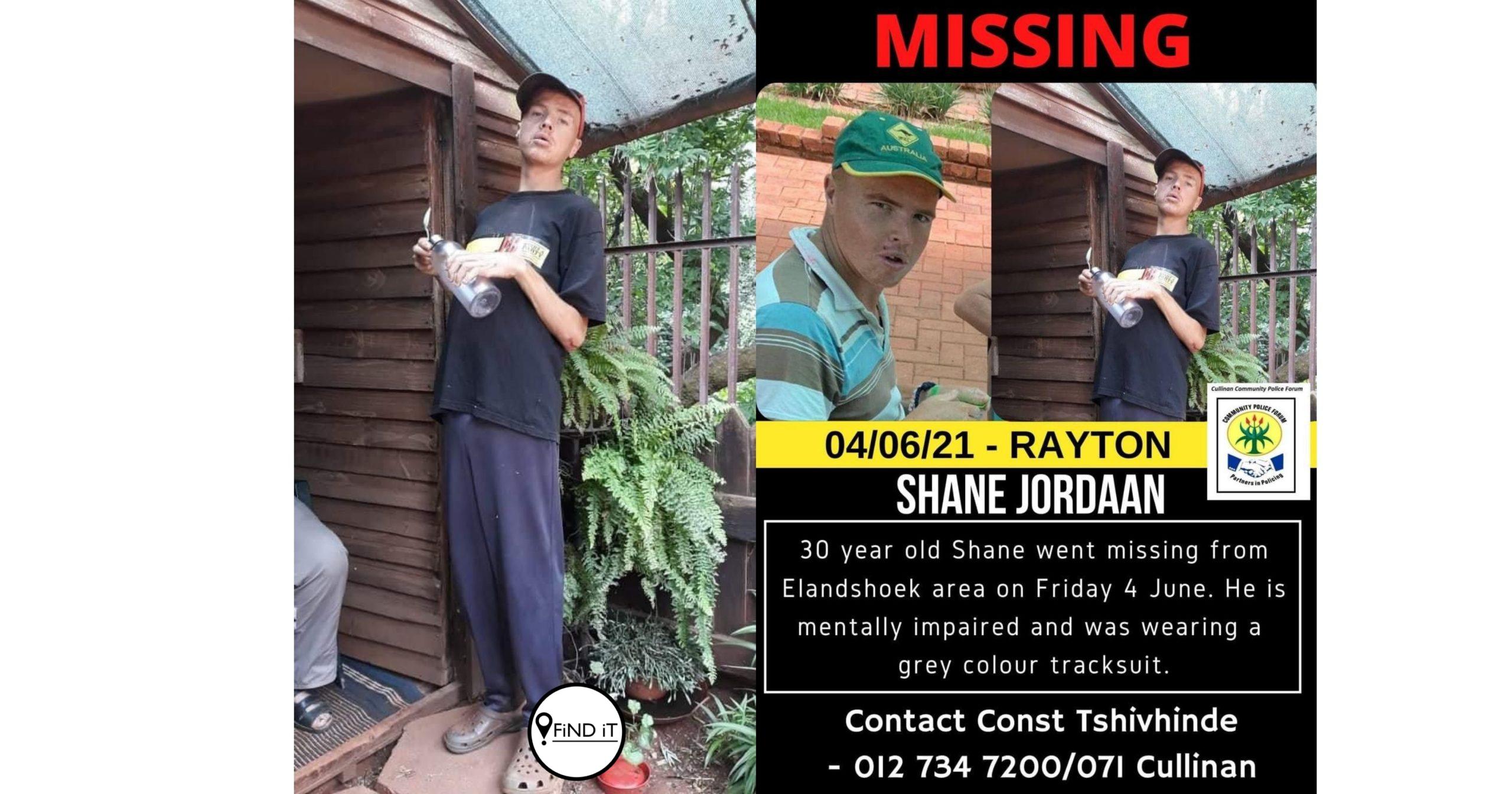 Shane Jordaan al meer as twee weke vermis