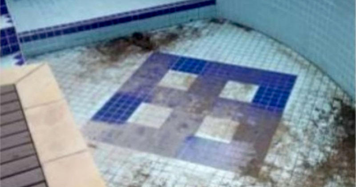 Giant swastika on bottom of private swimming pool covered up after probe