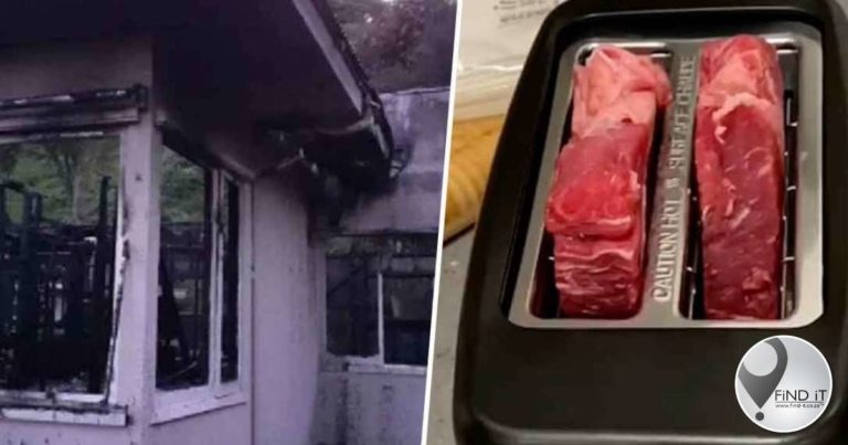 Man brand huis af toe hy steak in broodrooster gaarmaak