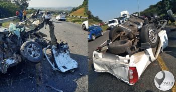 Twee dood toe bakkie en motor teen mekaar bots, uitmekaar skeur