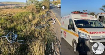 11 fietsryers vanoggend raakgery, een op toneel dood