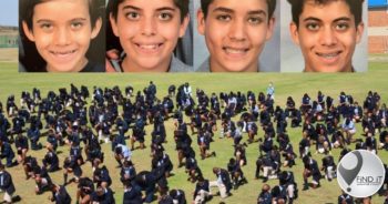 Skookinders kniel en bied vir vier boeties se veiligheid