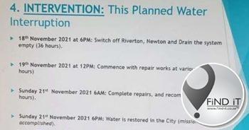 Vier dae wateronderbreking nie bevestig
