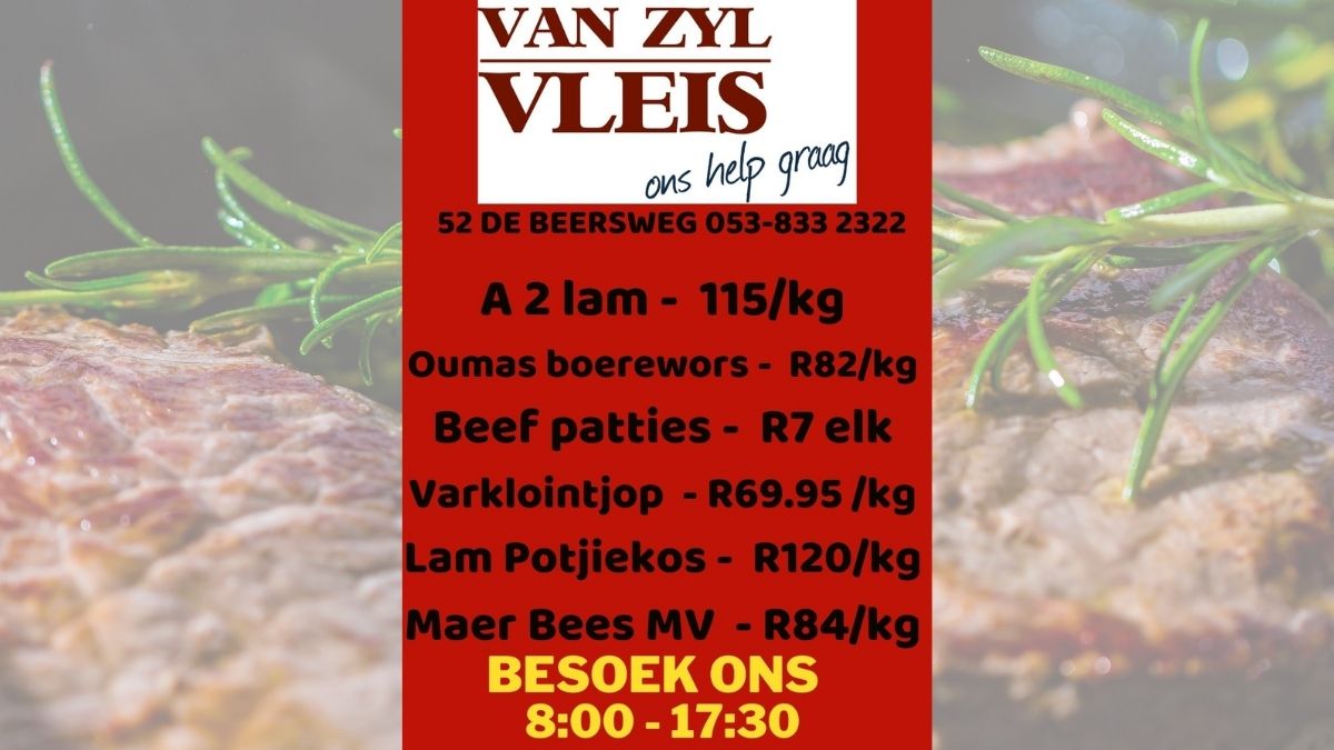 Van Zyl’s slaghuis is altyd hier vir jou!