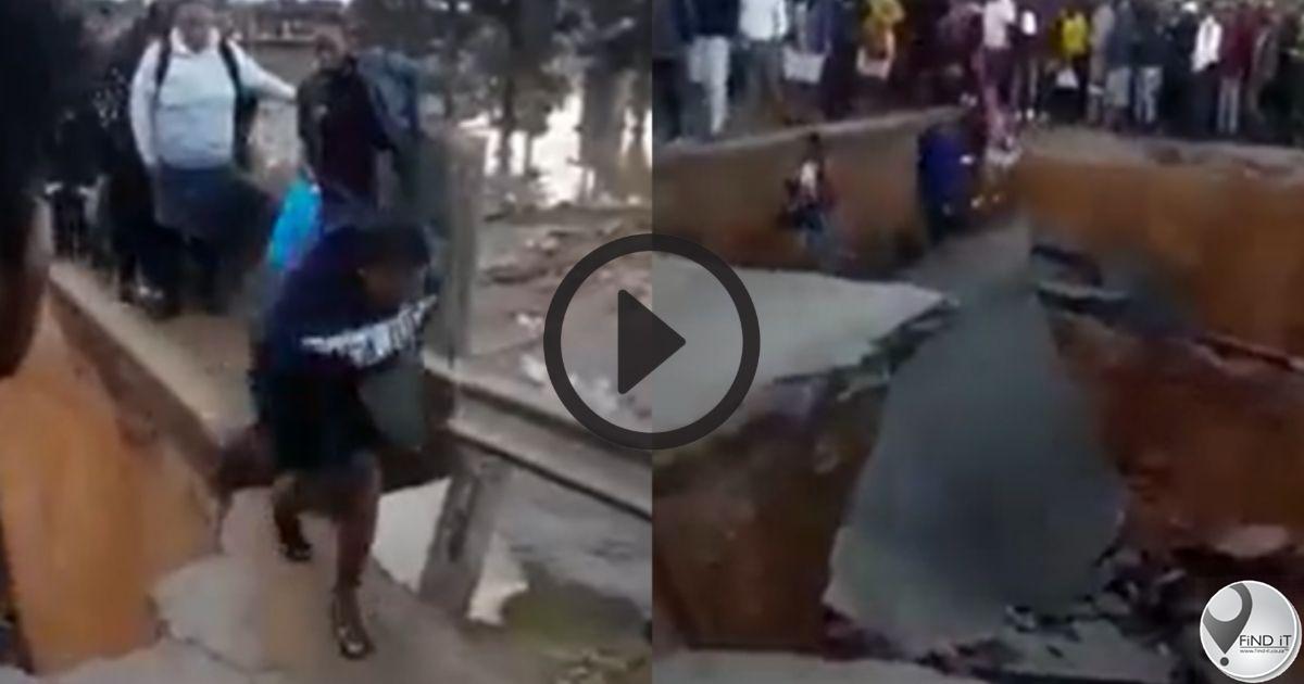 Video van KZN werknemers wat oor ineengestorte pad moet loop maak SA kwaad