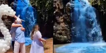 Paar gekritiseer na hulle waterval blou kleur vir ‘gender reveal’