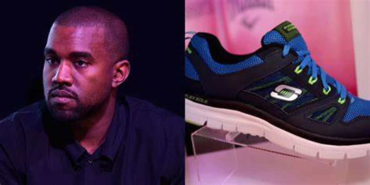 Kanye West daag ongenooid op by Skechers gebou