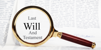 Foto met die teks "Last Will and Testament".
