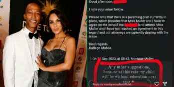 Monique Muller lek e-pos van Katlego Maboe
